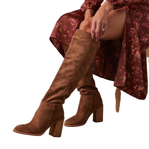 MI.IM Saint Slouch Knee Length Boots Suede Slip On Women’s Sz 9 Camel - Picture 14 of 14